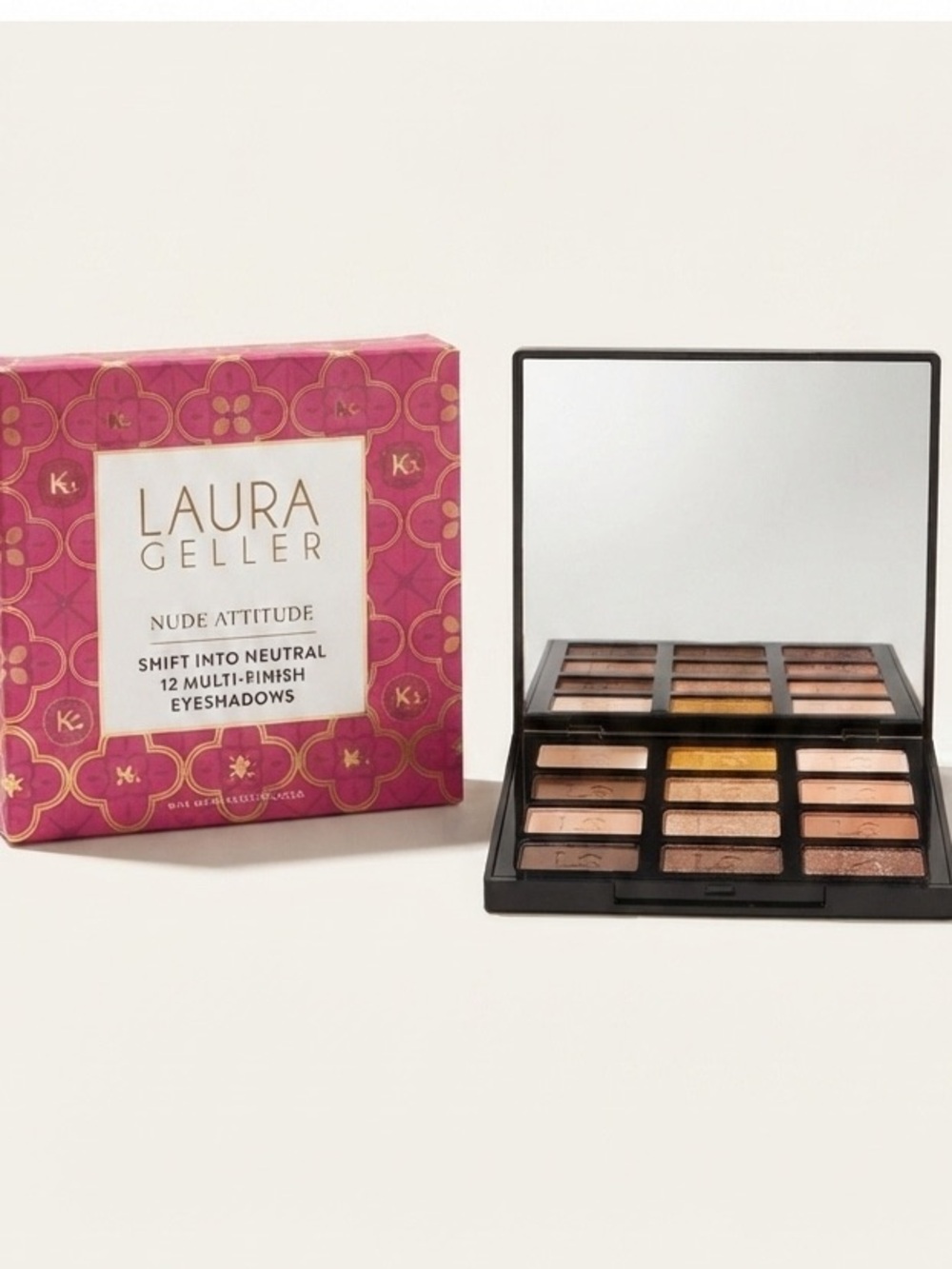 Laura Geller Nude Attitude 12-Color Neutral Eyeshadow Palette - Pink Packaging